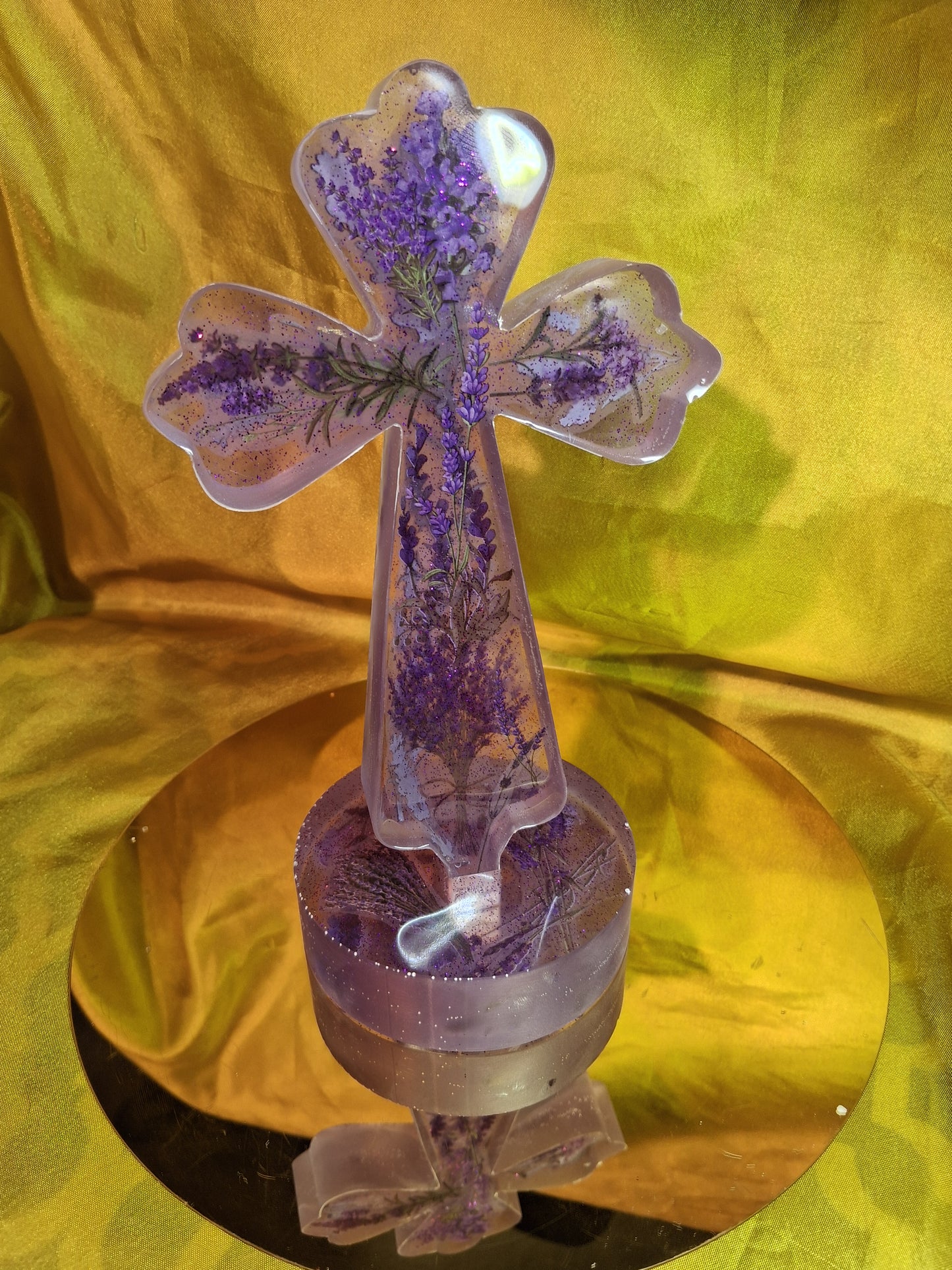 Resin Standing 3-D Decorated Cross