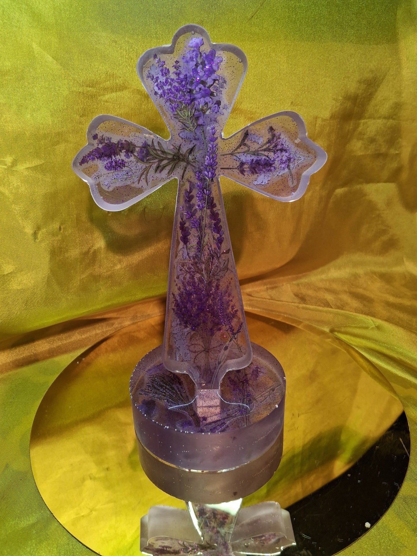 Resin Standing 3-D Decorated Cross