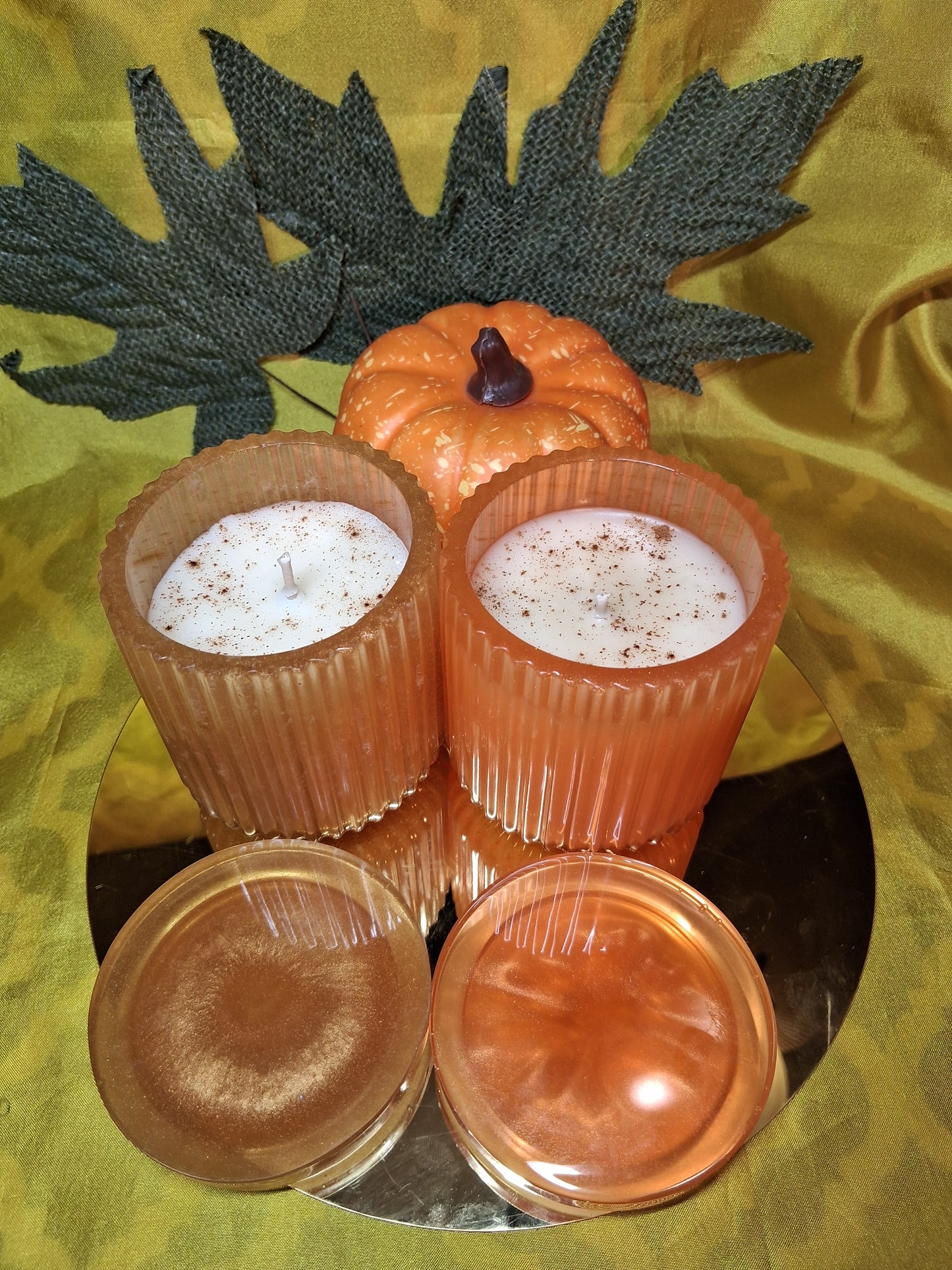 Resin Ridged Small Creamy Eggnog Scented Candle