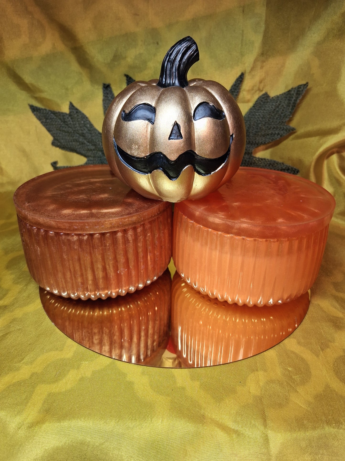 Resin Ridged Large Sugared Pumpkin Scented Candle