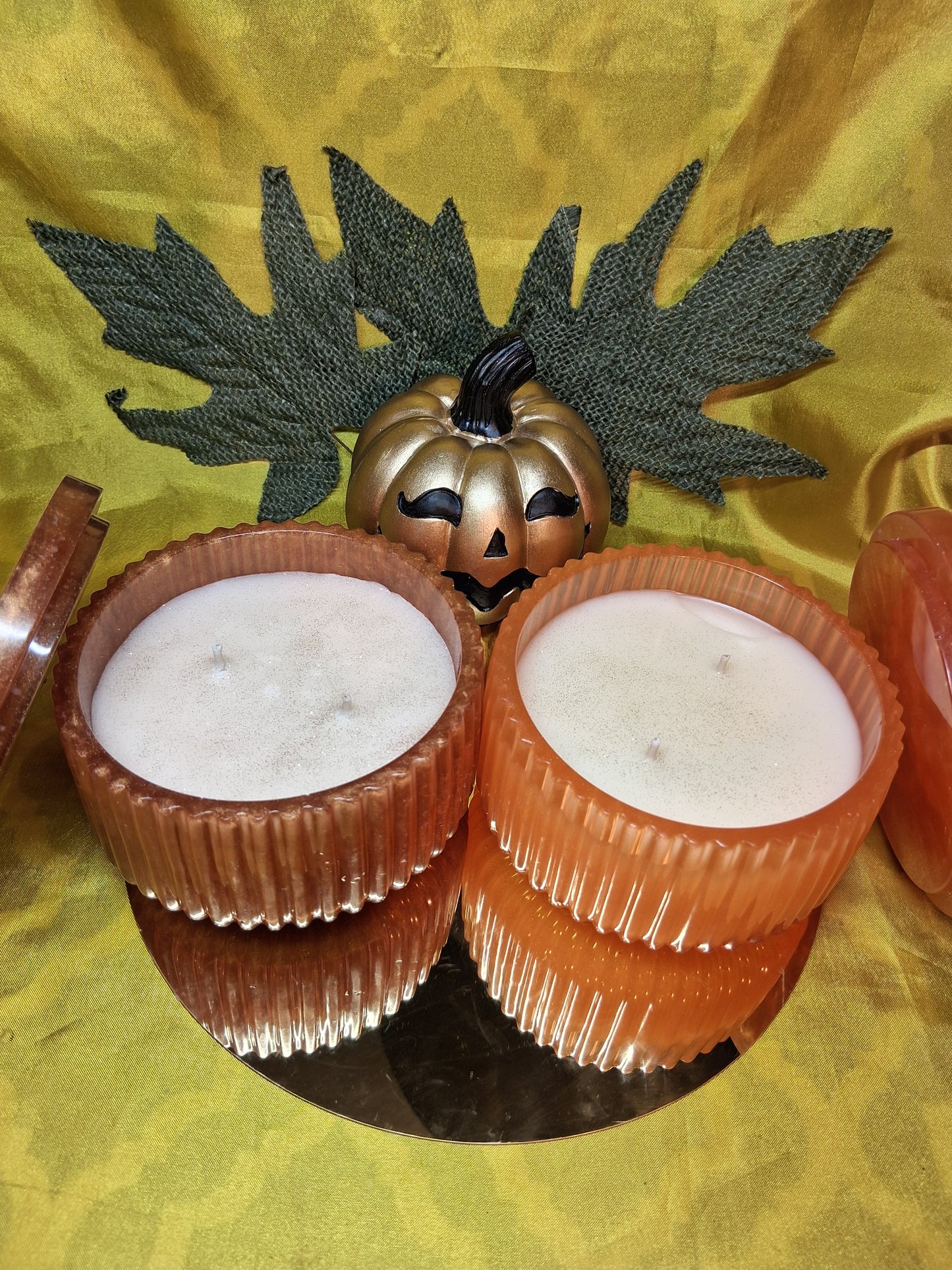 Resin Ridged Large Sugared Pumpkin Scented Candle