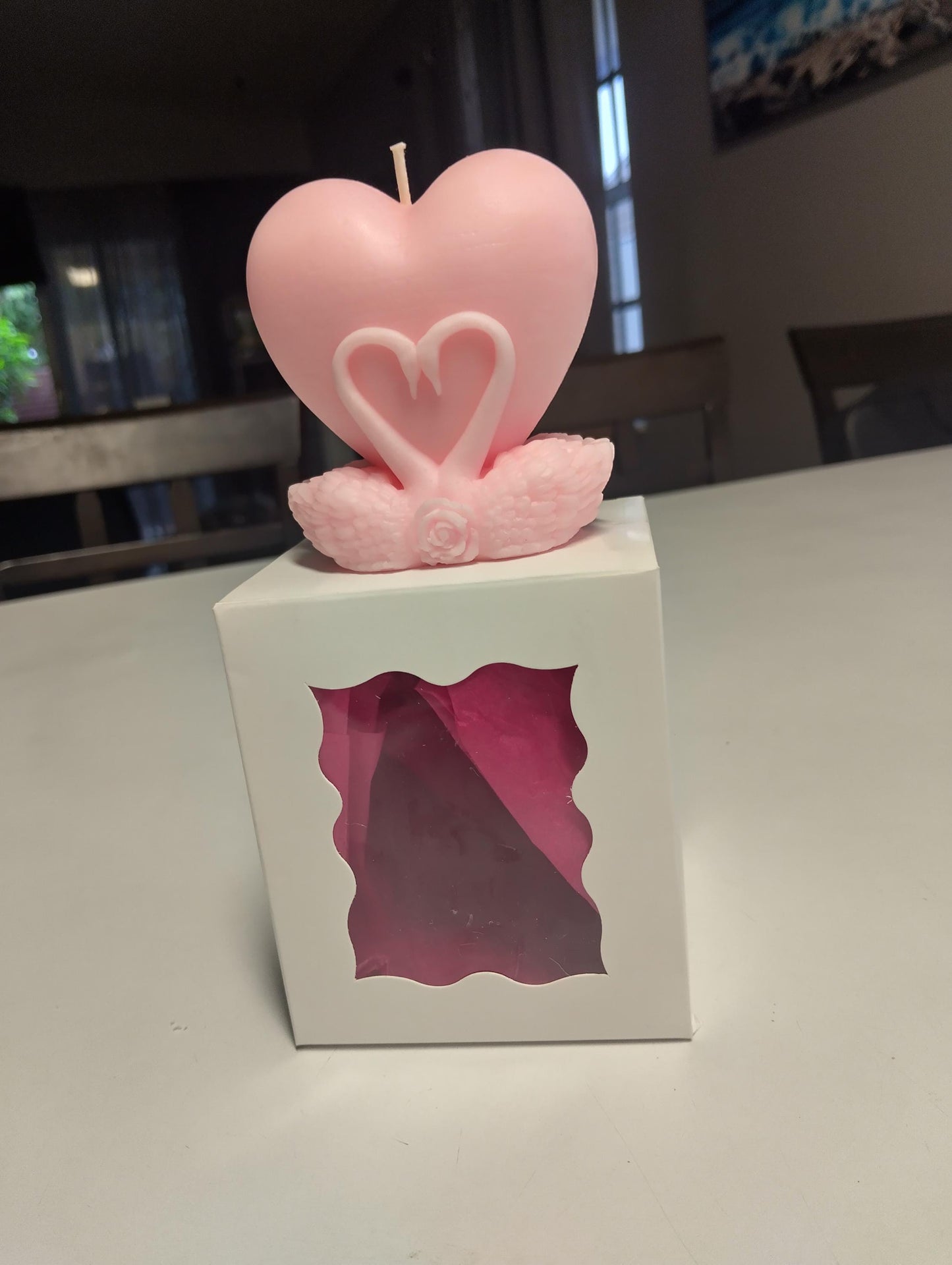 Swan Heart Shaped Scented Candle