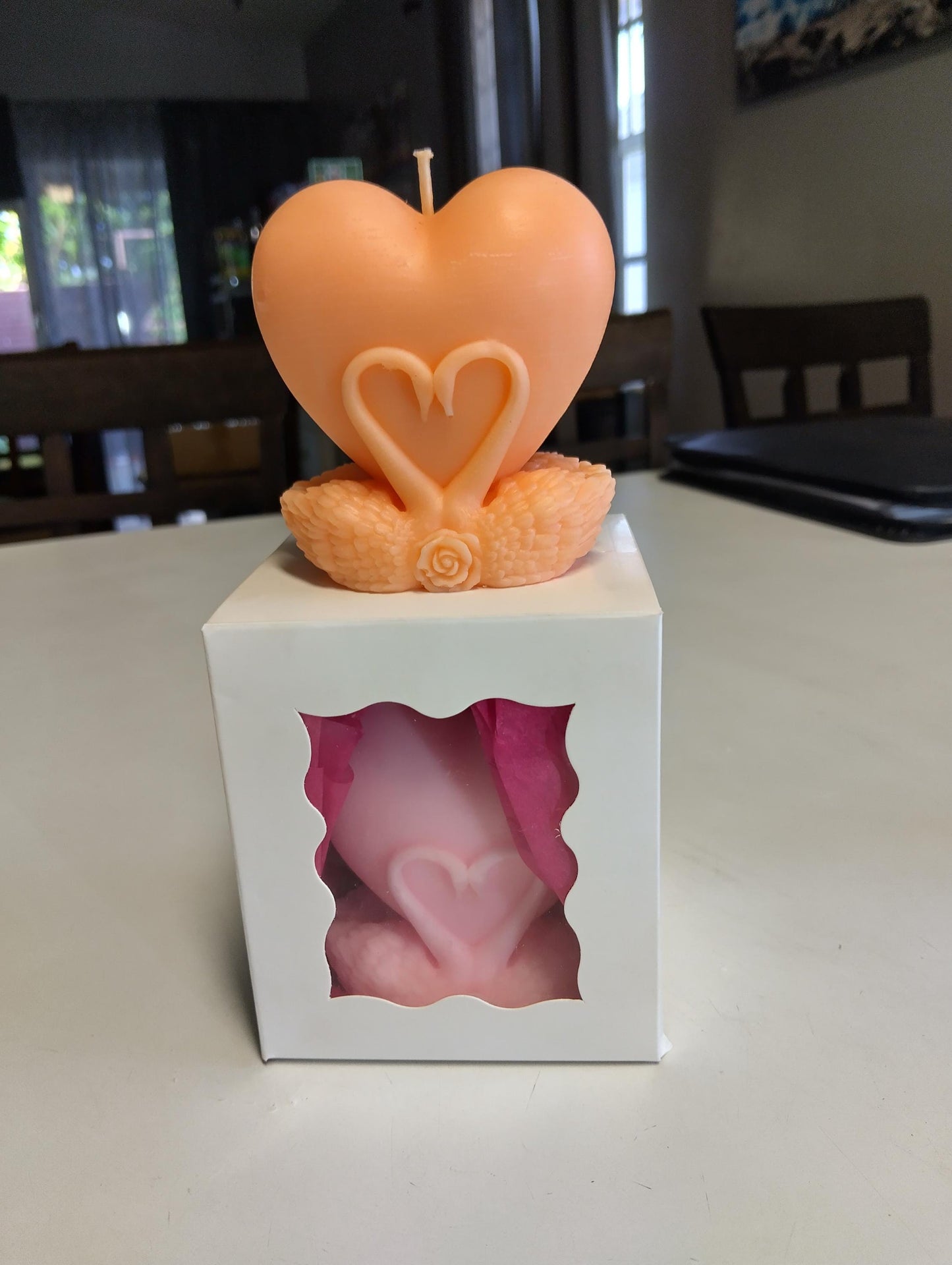 Swan Heart Shaped Scented Candle