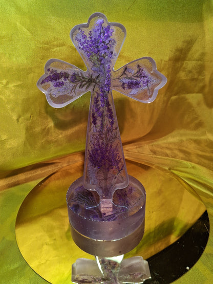 Resin Standing 3-D Decorated Cross