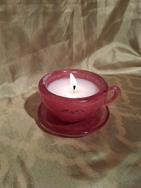 Resin Cafecito Scented Candle with plate