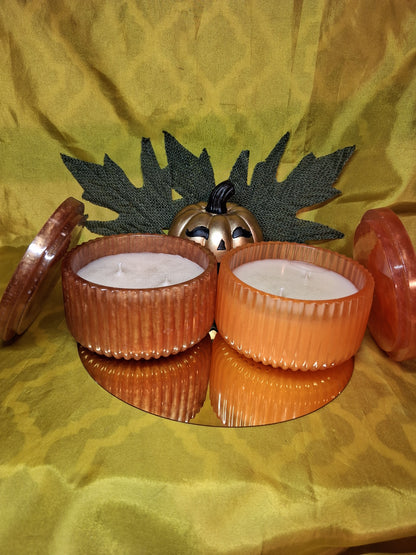 Resin Ridged Large Sugared Pumpkin Scented Candle