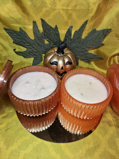 Resin Ridged Large Sugared Pumpkin Scented Candle