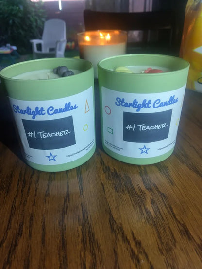 A #1 Teacher Scented Candle, 9oz/55+hr burn time